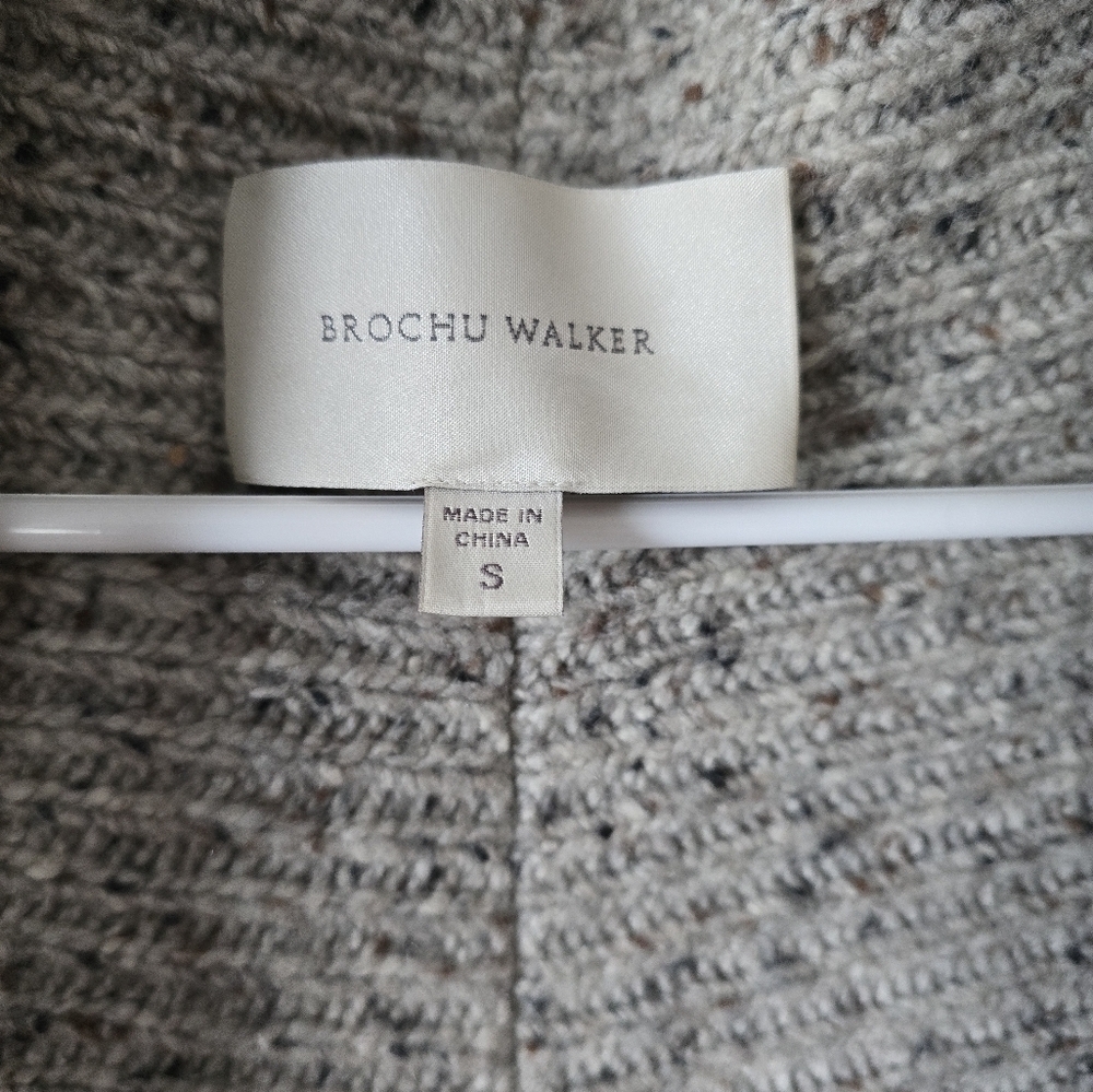 Brochu Walker Noah Wrap Open Cardigan Vest Cashmere Earthen Tweed Gray Small - Picture 5 of 6